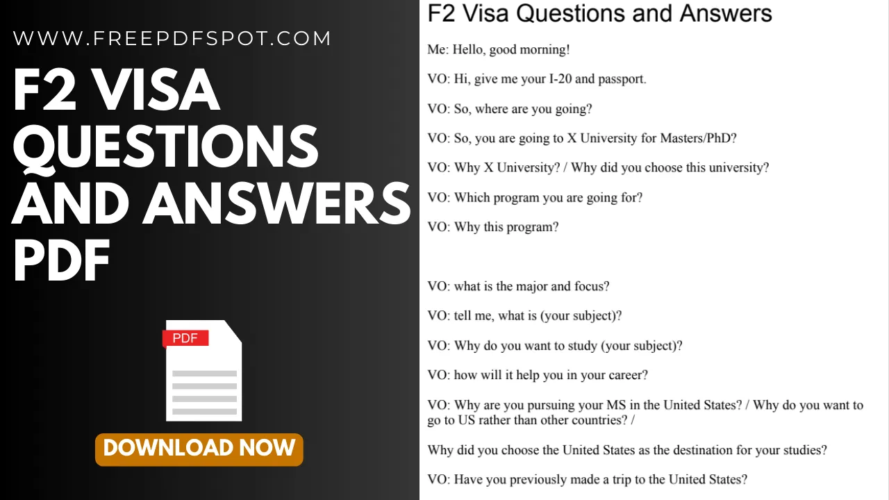 F2 Visa Questions and Answers PDF