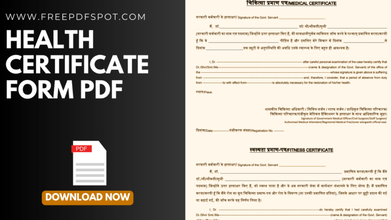 Health Certificate Form PDF